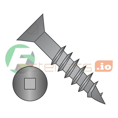 Newport Fasteners Wood Screw, #8, 1-1/4 in, Black Oxide Steel Flat Head Square Drive, 7300 PK 562569